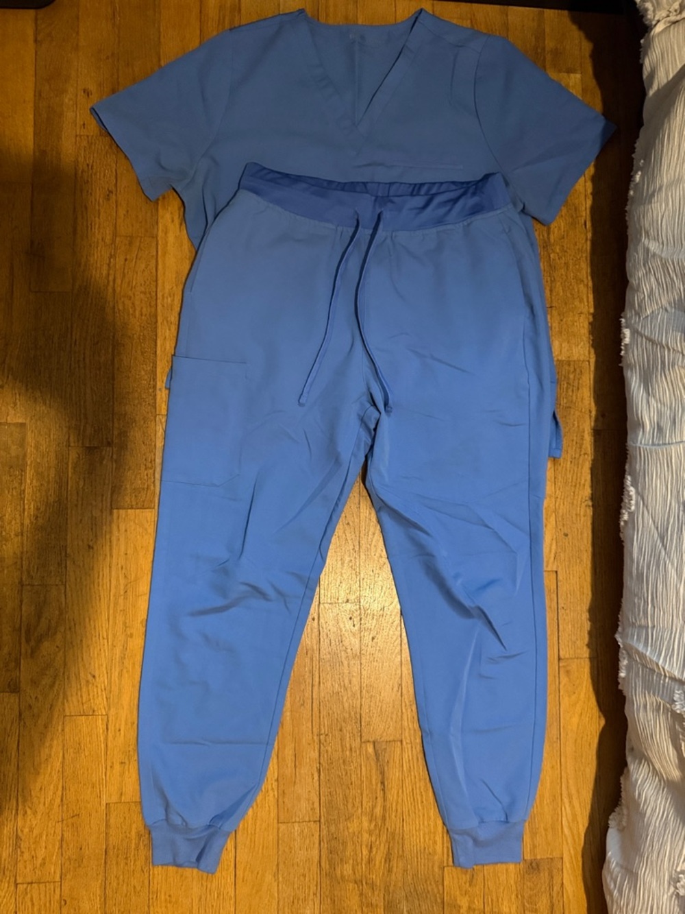 Mandala Light Blue Medical Scrub Set - Top (Large) & Jogger Pants (Medium)